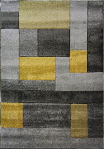 Ochre and Grey Rug Geometric Hand Carved Pattern Mat Modern Living Room Carpets