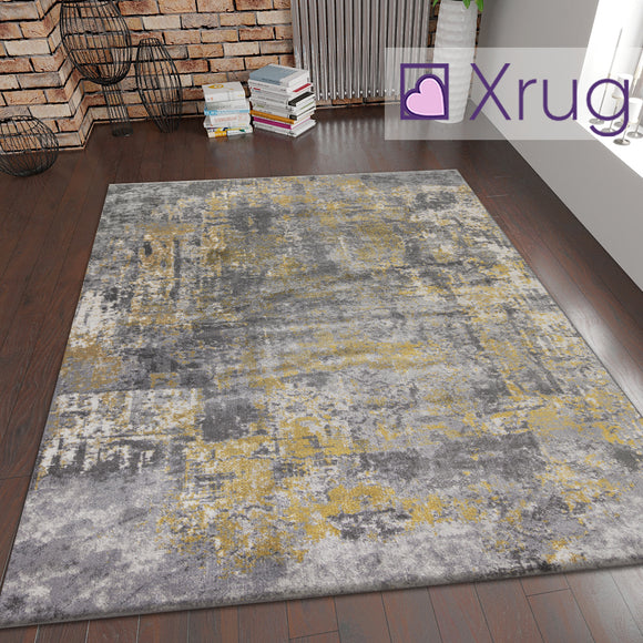 Ochre Grey Rug Oil Painting Abstract Mat Small Large Bedroom Carpet Contemporary Modern Patterned Carpet Living Room Bedroom Area Lounge Mats Woven Polypropylene Heatset Short Low Pile 120x170 160x230 80x150