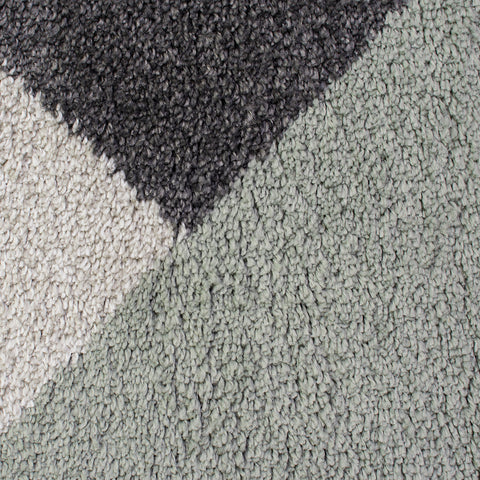 Pale Green Grey Modern Rug Geometric Thick Pile Carpet New Living Room Area Mat
