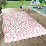 Outdoor Rug Pink White Decking Patio Garden SOFT Diamond Mat Large Small Carpet