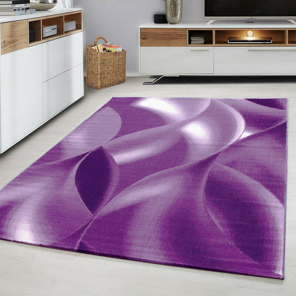 Contemporary Modern Abstract Rug Purple White Cream Patterned Carpet Small Extra Large XL Living Room Bedroom Area Lounge Mats Woven Short Low Pile 120x170 200x290 160x230 80x150 80x300