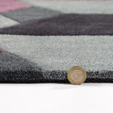 Purple Grey Rug Contour Cut Pattern Modern Geometric Mat Small Large Room Carpet