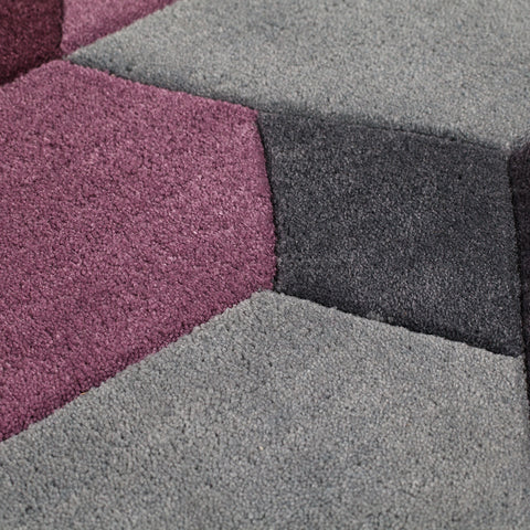 Purple Grey Rug Contour Cut Pattern Modern Geometric Mat Small Large Room Carpet