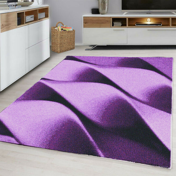 Contemporary Modern Abstract Rug Purple Black Patterned Carpet Small Extra Large XL Living Room Bedroom Area Lounge Mats Woven Polypropylene Heatset Short Low Pile 120x170 200x290 160x230 80x150 80x300