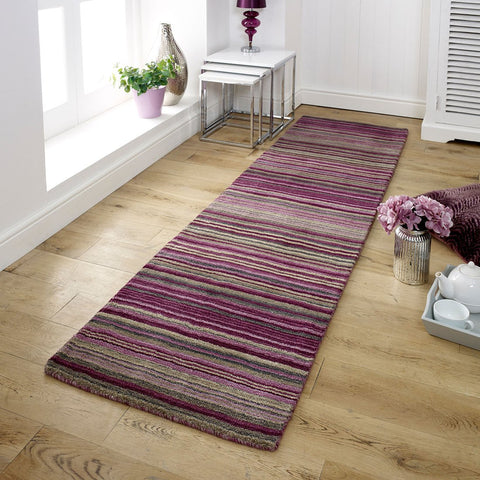 Purple Runner Rug Wool Handmade Indian Rug Carpet Mat Hallway Long Rugs Mats Striped New
