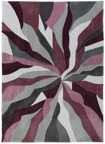 Purple and Grey Rug Modern Abstract Contour Cut Pattern Mat Low Pile Area Carpet