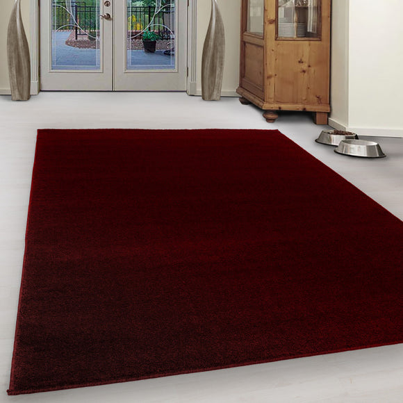 Red Rug Modern Contemporary Small X Large Round Plain Carpet Mat for Living Room Bedroom Area Lounge Floor