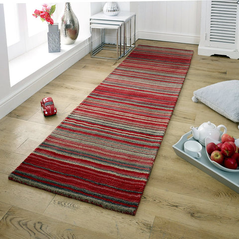 Red Runner Rug Wool Handmade Indian Rug Carpet Mat Hallway Long Rugs Mats Striped New