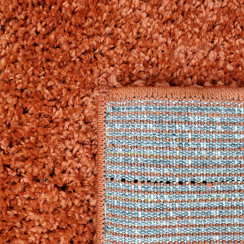 Terracotta Fluffy Shaggy Rug 3cm Long Pile Monochrome Plain Bedroom Carpet Deep Pile Mat