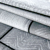 Modern Rug Black Grey Brick Wall Pattern Mats Small Large Bedroom Hallway Carpet