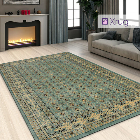 Traditional Oriental Rug Teal Blue Green Carpet Large Small Vintage Pattern Mat
