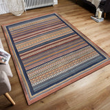Colourful Rug Handwoven Look Ethnic Namad Striped Pattern Multicoloured Carpet Extra Large Small Runner Living Room Bedroom Mat