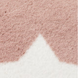 Pink White Cream Faux Fur Soft Deep High Long Pile Carpet Кids Floor Rug Childrens Play Rug Star Pattern Small Carpet Bedroom Mat Nursery Baby Girls Polyester 90x150cm (3'x5')  