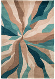 Teal Rugs Beige Hand Carved Pattern Abstract Carpet Bedroom Mat Small Large XL