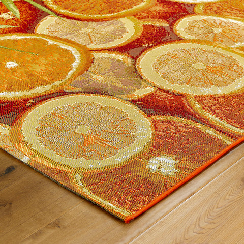 Tropical Outdoor Rug for Garden Patio Terrace Decking Bright Colourful Orange Extra Large Small Outdoor Mat