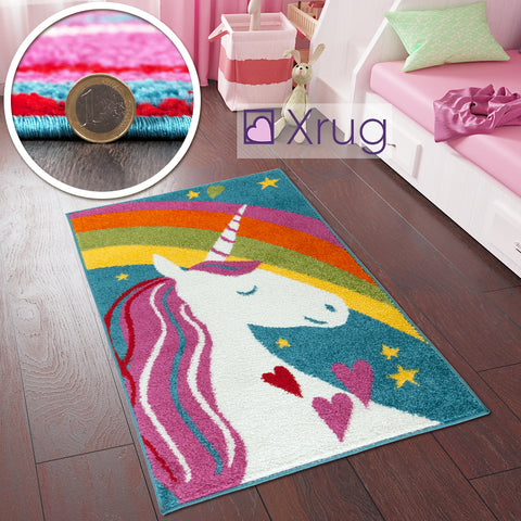 Кids Unicorn Rug Woven Girls Bedroom Baby Nursery Rug Playroom Mat 80x120 Carpet