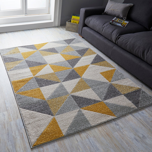 Grey Yellow Ochre Rug Geometric Long Runner Woven Rug Small Extra Large Living Room Carpet New Mat