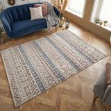 Traditional Rug Grey Blue Mauve Colors Aztec Distressed Pattern Large Runner Mat