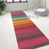 Wool Rugs Multi Colour Striped Pattern Carpet Small X Large Bedroom Runner Mat