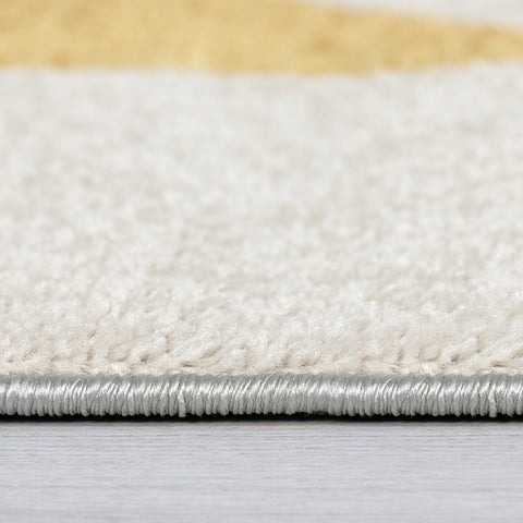 Geometric Rug Yellow and Grey Cream Pattern Runner Carpet Floor Mat Small Large XL