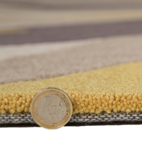 Yellow Ochre Rug Mustard Brown Beige Hand Carved Pattern Mat Modern Room Carpet
