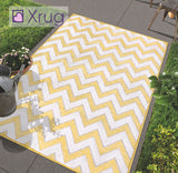 Yellow Pattern Rug Indoor Outdoor Garden Patio Mat Water Resistant Runner Carpet