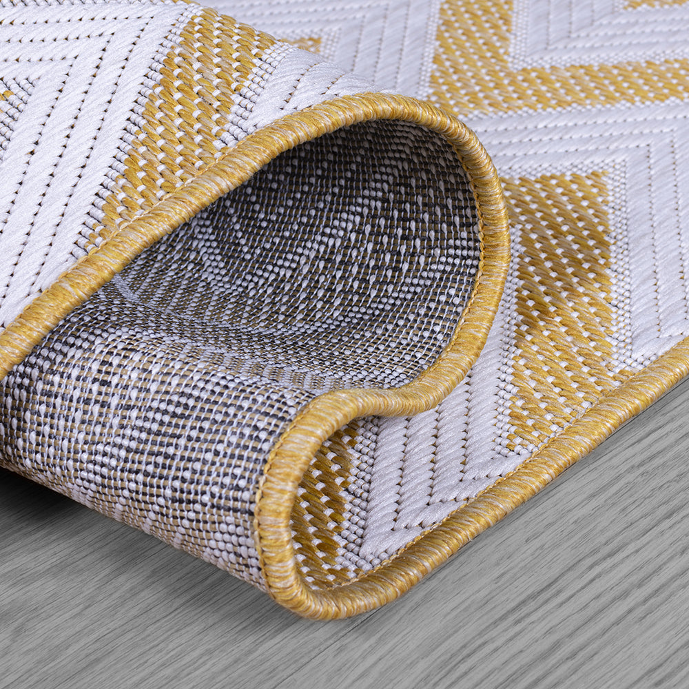 Yellow Pattern Rug Indoor Outdoor Garden Patio Mat Water Resistant Run ...