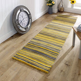 Yellow Runner Rug Wool Handmade Indian Rug Carpet Mat Hallway Long Rugs Mats Striped New
