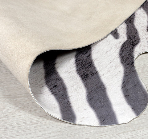 Zebra Print Rug Faux Animal Skin Modern White Black Carpet 155X195 cm 5''x 6''4'