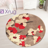 Red Beige Rug Thick Soft Carpet Hand Carved Floral Pattern Small Large Circle XL