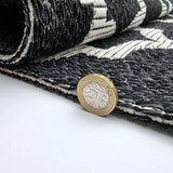 Cotton Runner Rug Black with Tassels Moroccan Trellis Pattern 300cm