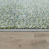 Modern Rug Blue Green Grey Colours Square Design Short Pile Carpet Large Mat