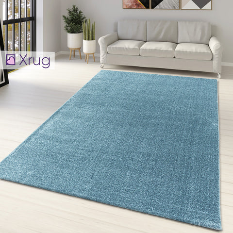 Teal Rug Carpet Blue Monochrome Plain Bedroom Living Room Area Mat Large Small