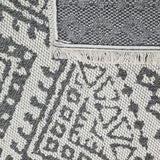 Cotton Runner Rug 300cm Gream Grey Diamond Aztec Long Halway Runner Carpet