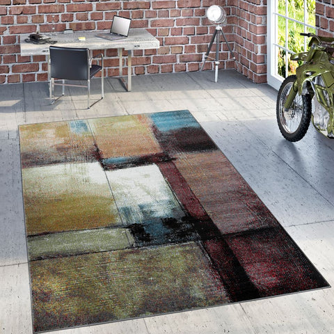 Short Pile Rug Rust Effect Multicoloured Living Room Carpet Small XL Large Mat