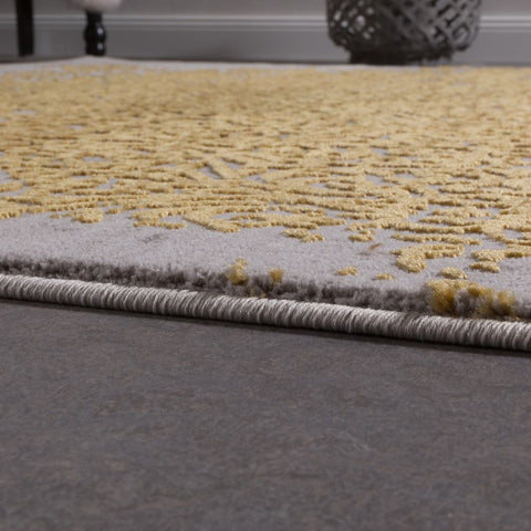 Large Mustard Rug Grey Beige Colours 3D Living Room Rugs Designer Pattern Mat
