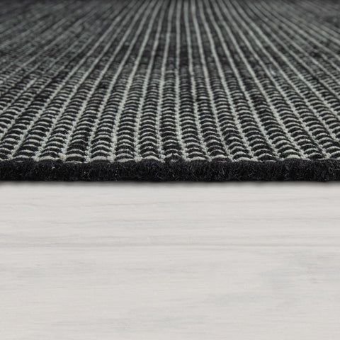 Black Handmade Look Rug Flat Weave Natural Materials Mat Large XL Small Runner