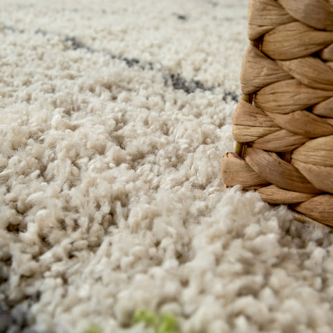 Cream Fluffy Rug White Shaggy Berber Pattern Large & Small Size Long Pile Carpet