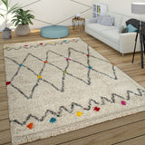 Cream Fluffy Rug Berber Design Bedroom Shaggy Mat Large XL Small Sizes Mat Soft