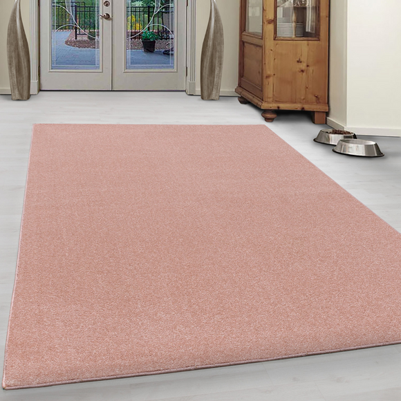 Blush Pink Rug Modern Design Carpet Woven Plain Large Small Runner Bedroom Mat