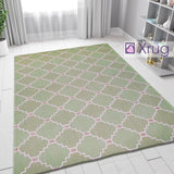 Green Cotton Rug Trellis 100% Cotton Small Extra Large Rug Runner Washable Flat Weave Living Room Bedroom Carpet Woven Mat