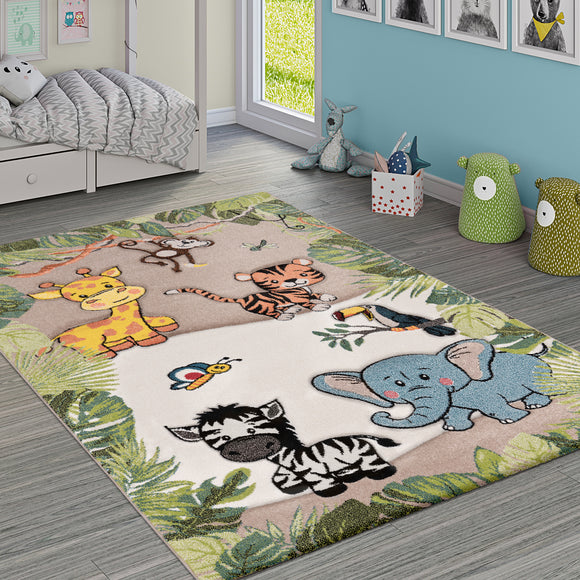 Kids Jungle Rug Childrens Animal Carpet Zoo Thick Woven Nursery Mat Large Small