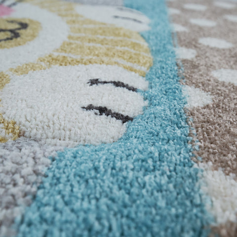 Kids Animal Rug Grey Colour Playroom Thick Carpet Zebra Lion Giraffe Bedroom Mat