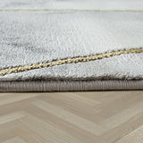 Border Rug Grey Gold Thick  Marble 3D Effect Carpet Large XL Small Living room