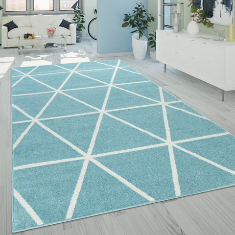 Diamond Pattern Rug Duck Blue Colours Large Small Living Room Bedroom Carpet Mat