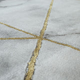Modern Geometric Rug Grey Silver Gold Marble Effect Pattern Large XL Small Mat