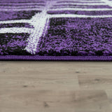 Purple Rug Cream Black Geometric Pattern Large XL Small Carpets Short Pile Mat