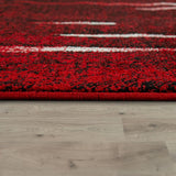 Red Black White Rug Short Pile Geometric Modern Design Carpet Large XL Small Mat
