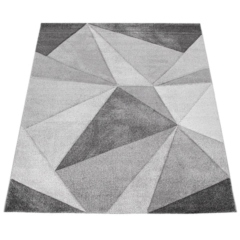Modern Geometric Grey Rug Diamond Pattern Thick Contour Cut Carpet Small Large