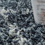 Brown Blue Fluffy Rug Diamond Design Tassels Carpet Extra Large Small Shaggy Mat